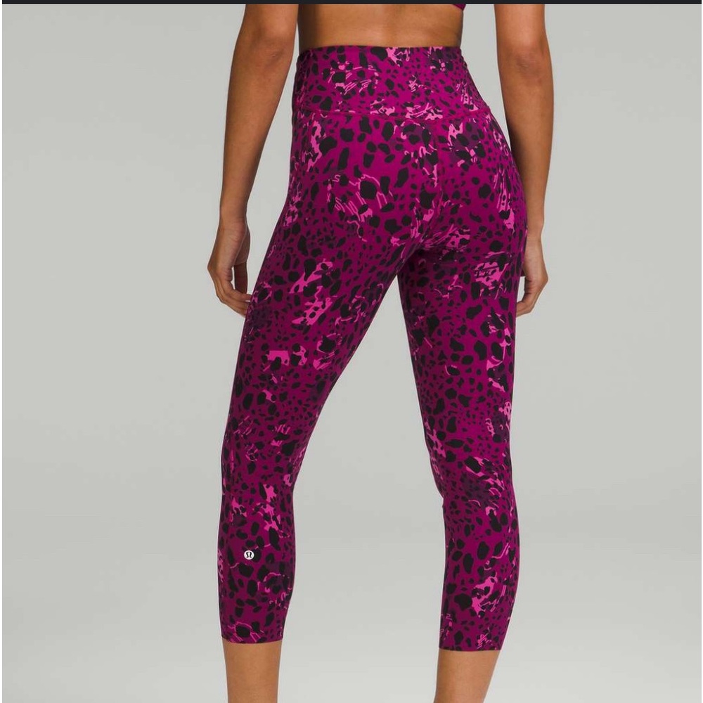 Lululemon Base Pase Pink Cheetah Leggings Crop